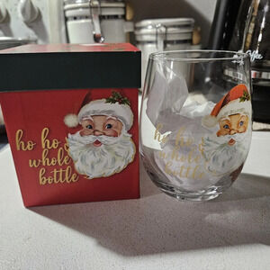 NIB christmas 17oz stemless wine glass!